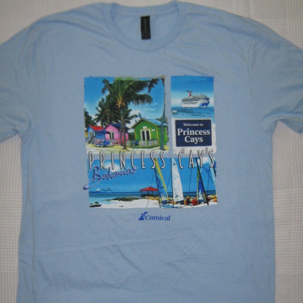 Carnival Cruises T-Shirt Princess Cays Blue with Multi-Color Cruisewear Large